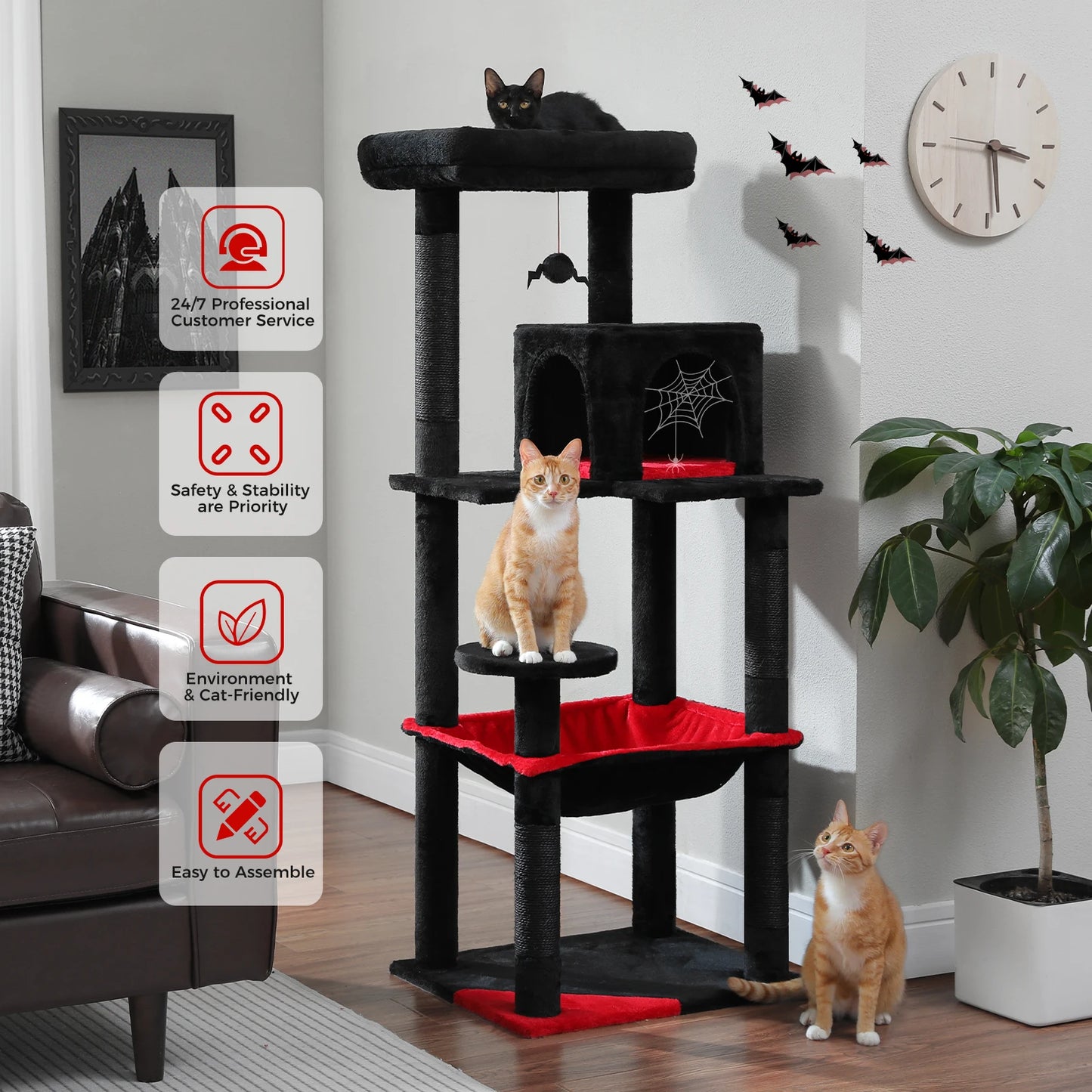 PAWZ Road Gothic Cat Tree Indoor Cats Tall Tower Hammock