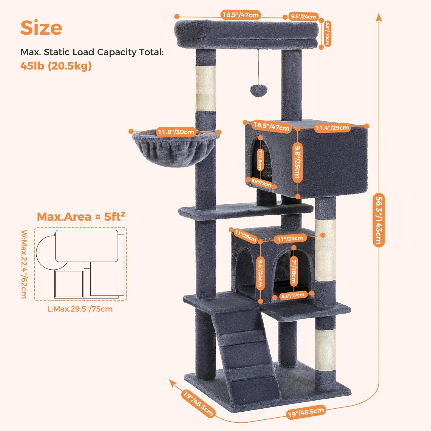 PAWZ Road Cat Tree With Toy Tower Indoor Cat Condo
