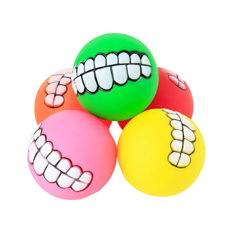 Rubber Dog Toy Squeaky Chew Ball For Puppies Bite Resistant