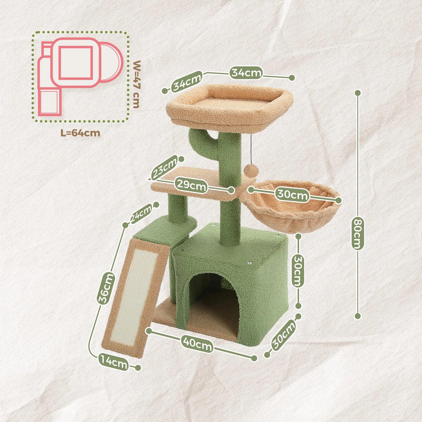 PAWZ Road Indoor Cat Tree Tower Three Tier With Hammock