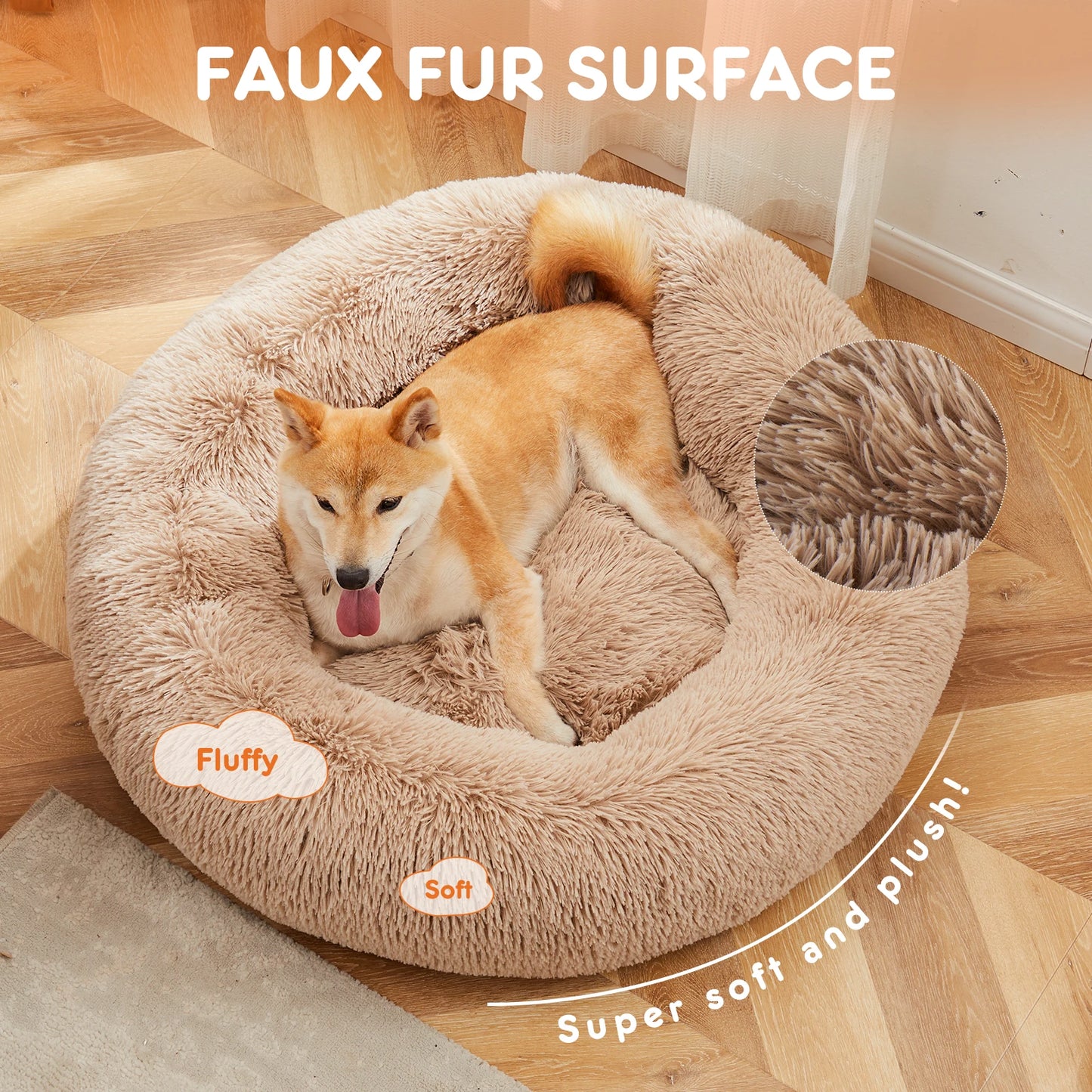 JHK Calming Dog Bed For Home Use Washable Plush Comfort