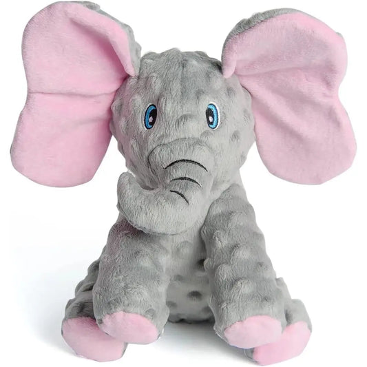 Durable Squeaky Elephant Dog Toy With Crinkle Paper Plush