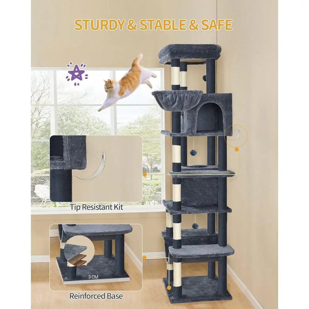 Cat Tree For Indoor Cats, Large Multi-Tier Tower With Condo