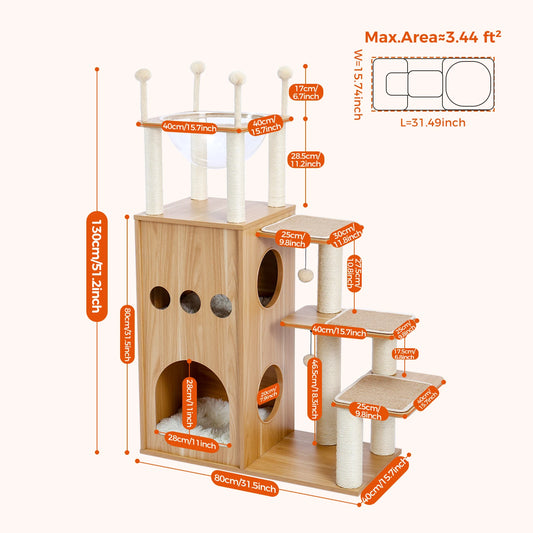 PAWZ Ro Multi Level Cat Tree With Scratching Posts Hammock