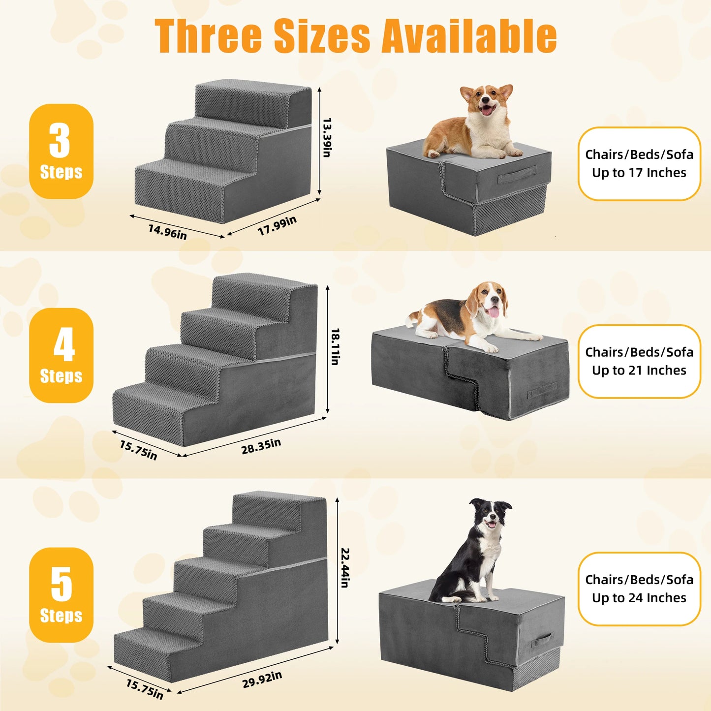 Foam Dog Steps Ramp For Small Dogs Non Slip Indoor
