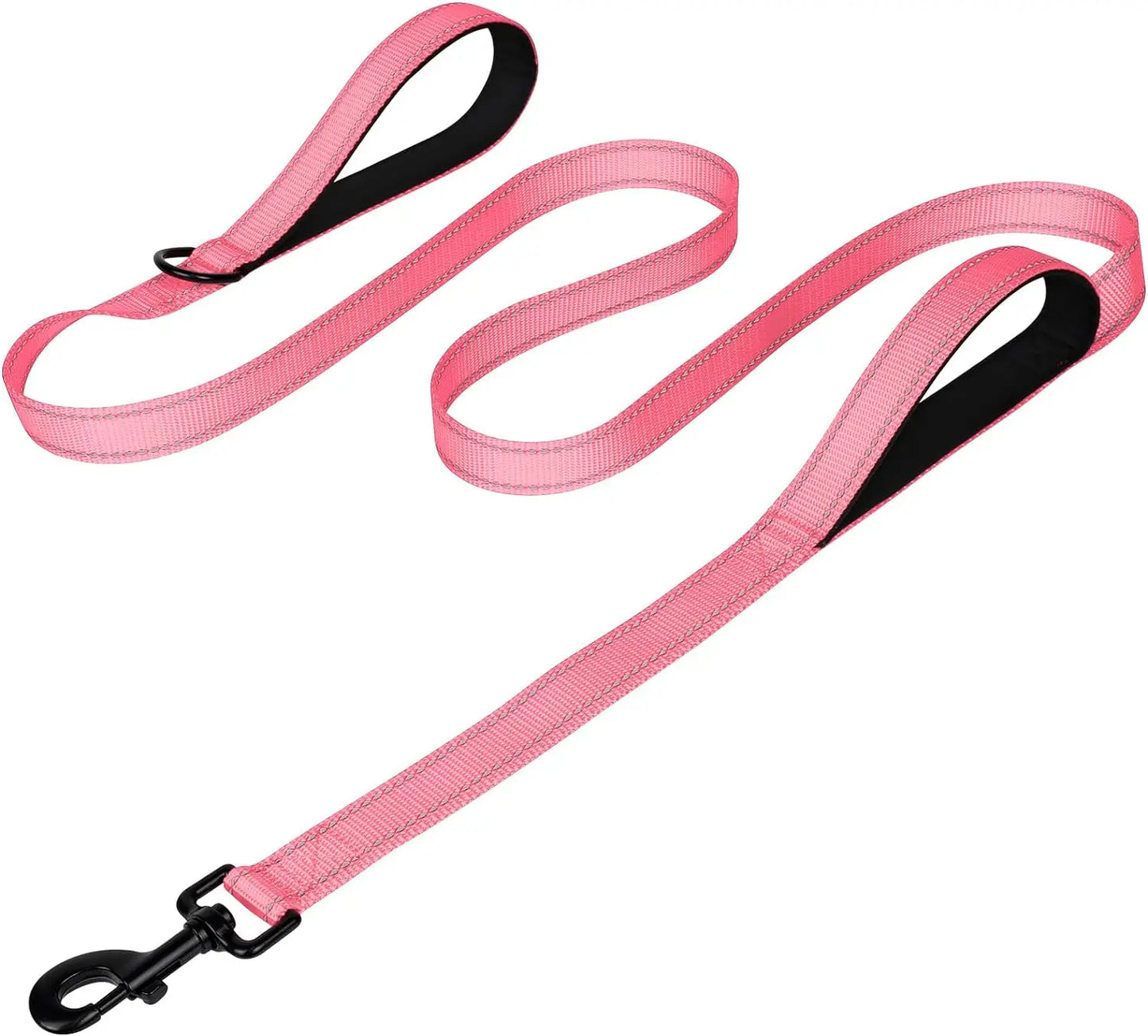 Double Handle Dog Leash With Reflective Strips For Night Safety