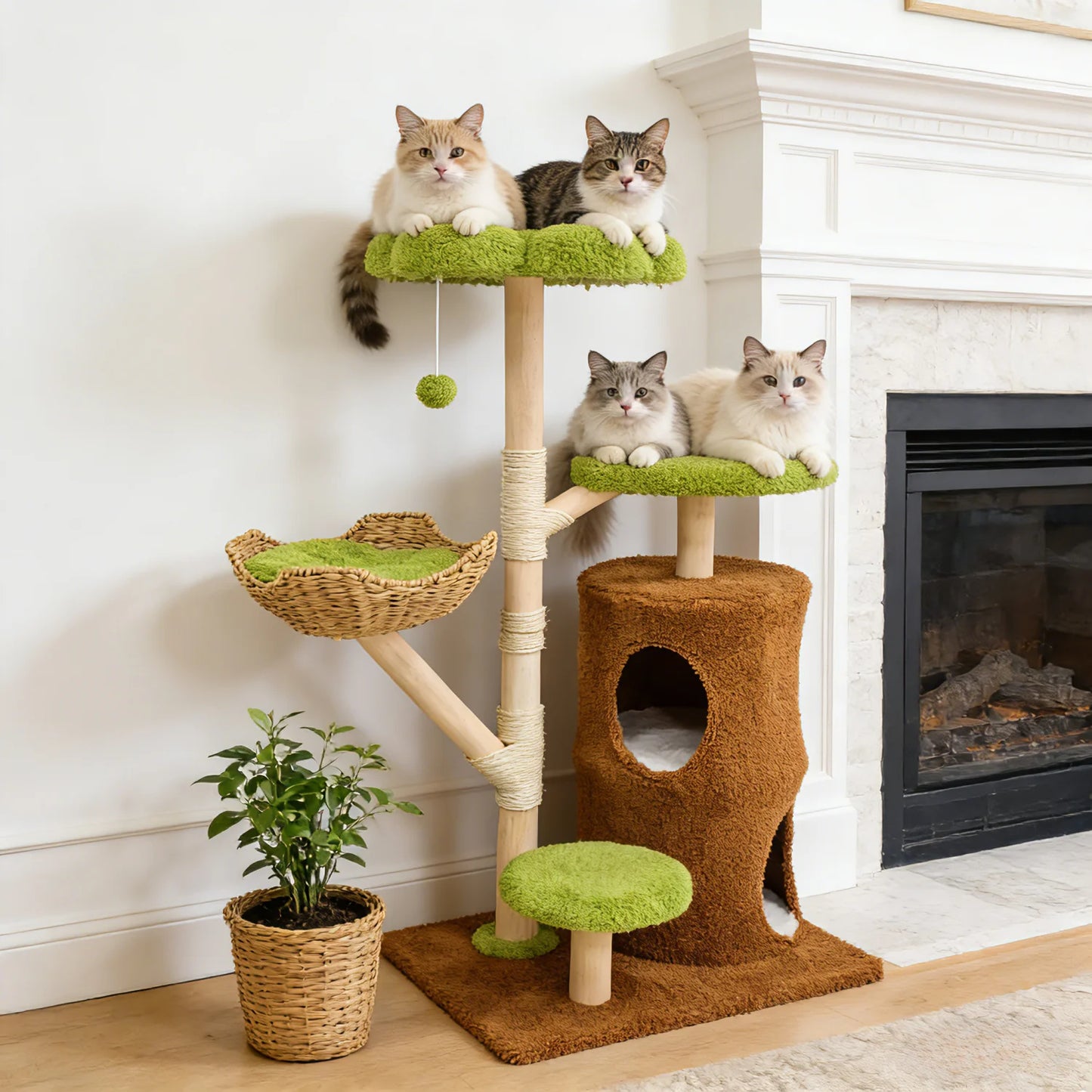 Bingopaw Tiered Cat Tree With Sisal Posts And Hanging Ball