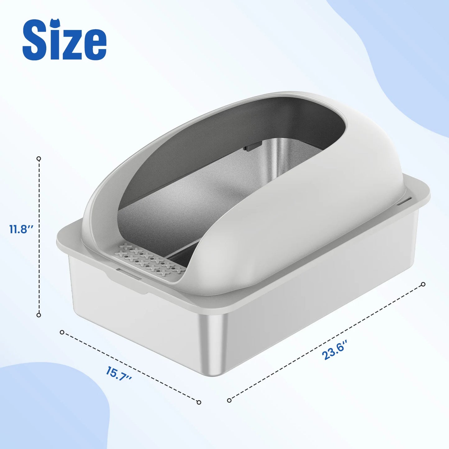 Stainless Steel Cat Litter Box With Lid Anti Leakage Includes Scoop And Mat