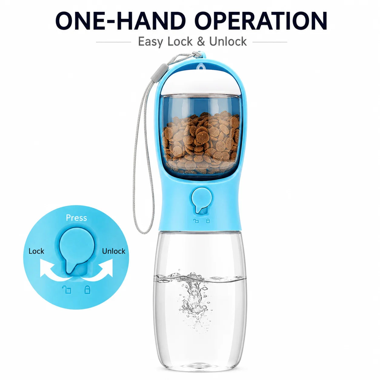Portable Pet Water Bottle With Food Container Travel Dispenser