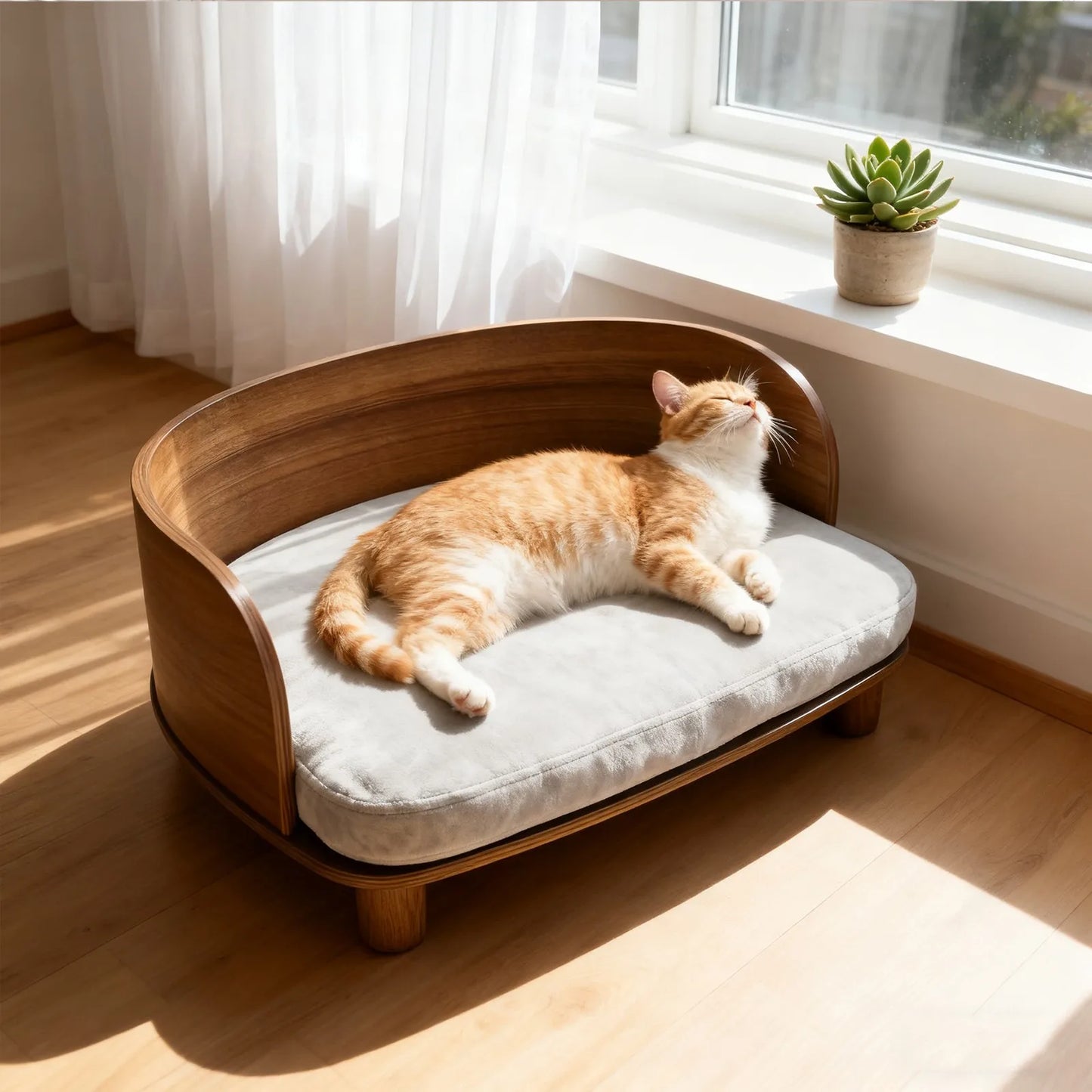 Borwart Elevated Wood Pet Sofa Bed With Cushion For Dogs