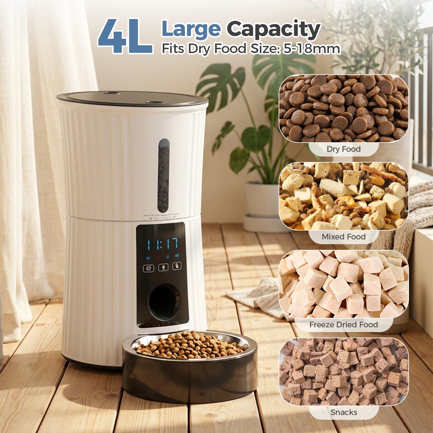 Automatic WiFi Cat Feeder With App Control And Dual Power