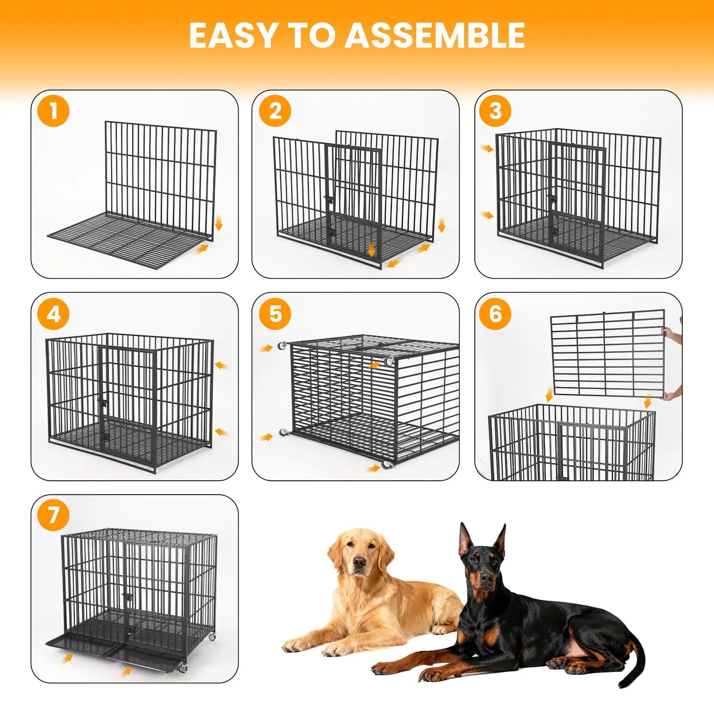 HiMISS Heavy Duty Escape-Proof Metal Dog Crate With 3 Doors