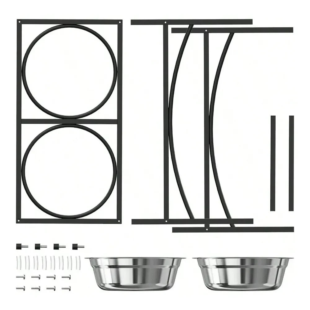 Raised Stainless Steel Dog Bowl With Stand For Medium To Large Breeds