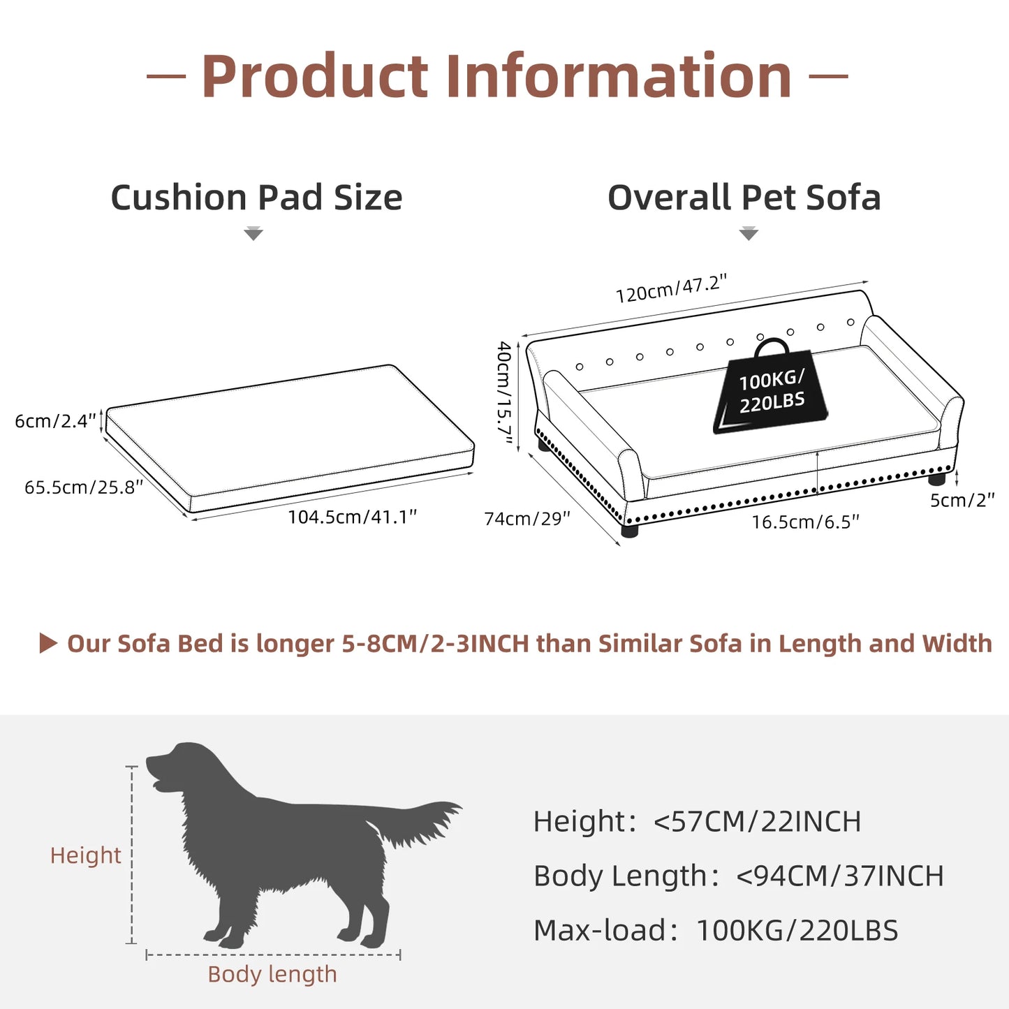 Bingopaw Elevated Dog Sofa With Removable Comfort Cushion