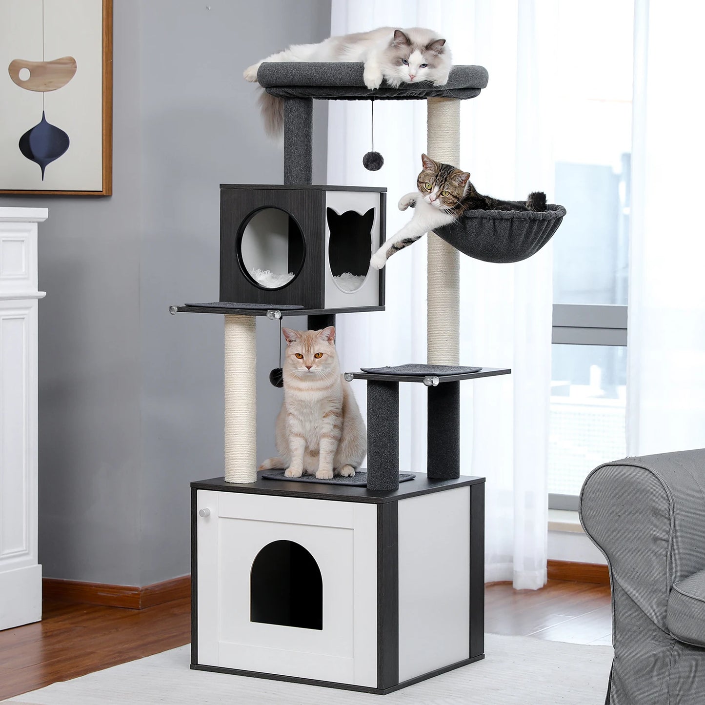 PAWZ Ro Multi Level Cat Tree With Scratching Posts Hammock