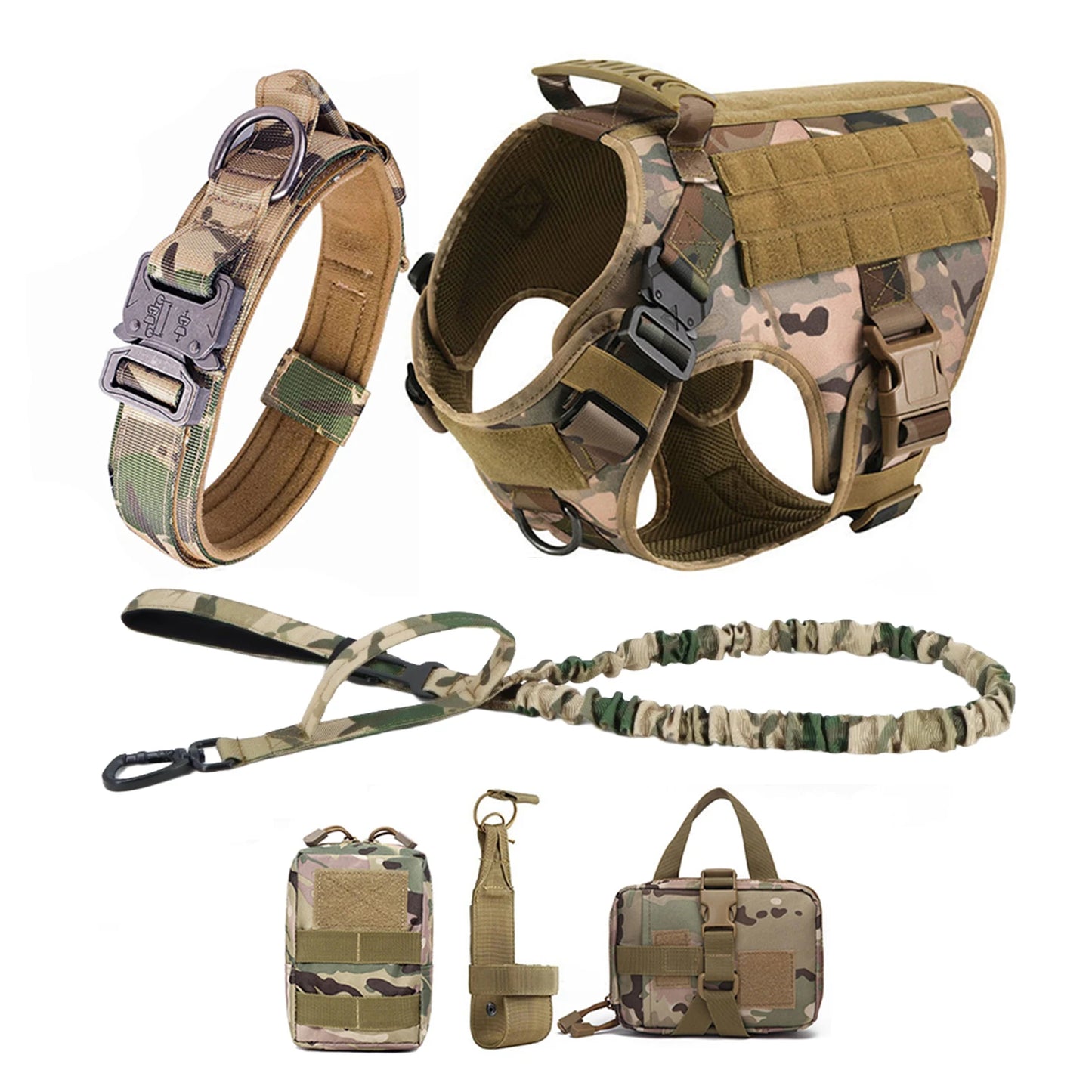 Tactical Dog Harness Vest With Molle Pouches For Large Dogs