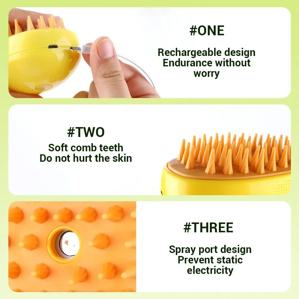 Cat Dog Steamy Brush 3 In 1 Electric Grooming Sprayer For Pets