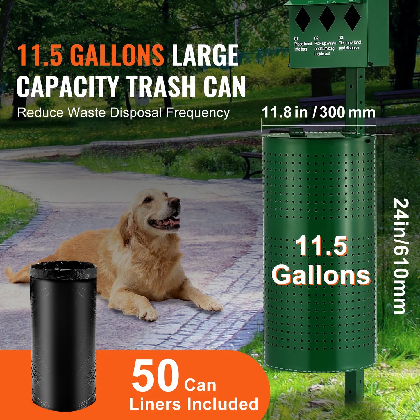 Dog Waste Station With Hand Wash Bottle And Bag Dispenser