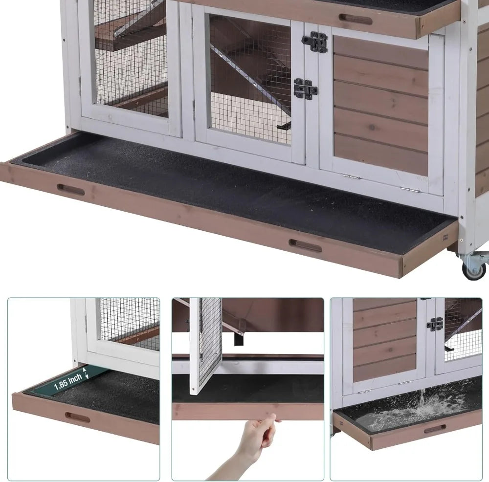 Indoor Rabbit Hutch Cage With Sliding Trays And Ramp