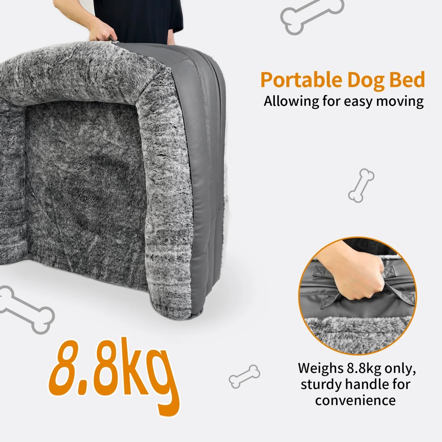 BINGOPAW Foldable Orthopedic Dog Bed With Plush Cushion And Bolster