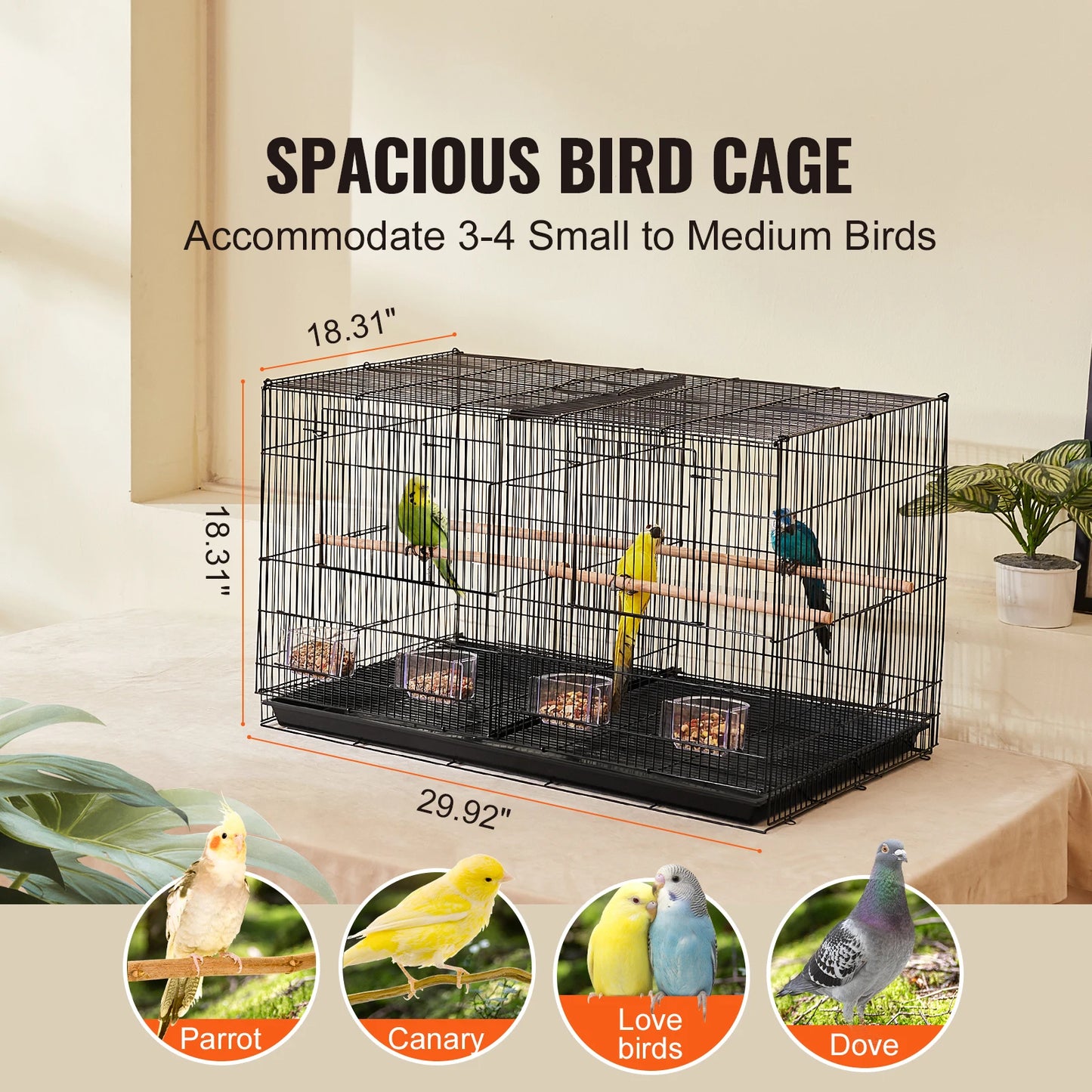 SucceBuy Stackable Divided Travel Bird Cage With Sturdy Handle