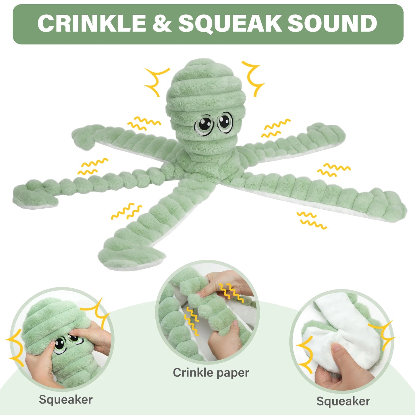 Octopus Design Squeaky Plush Dog Toy for Small Dogs