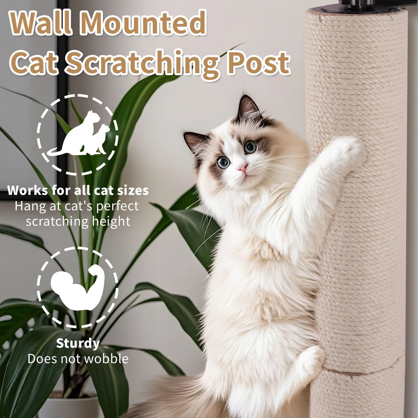 Cat Scratching Post Wall Mounted Hemp Rope Indoor Kit