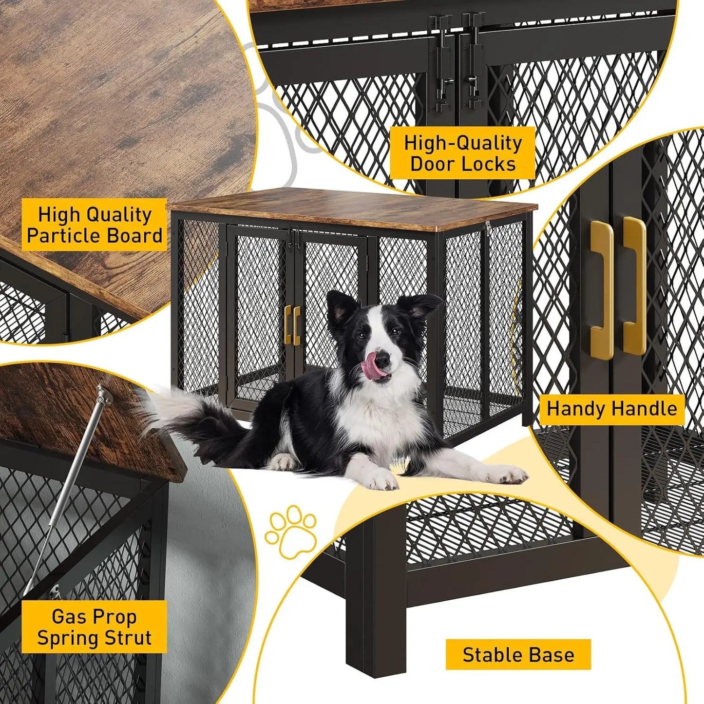 HiMISS Heavy Duty Wooden Dog Crate Furniture With Top Access