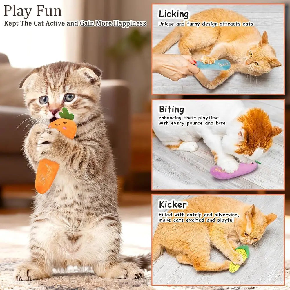 Catnip Plush Cat Toys 5 Pack Natural Silvervine Indoor Cats