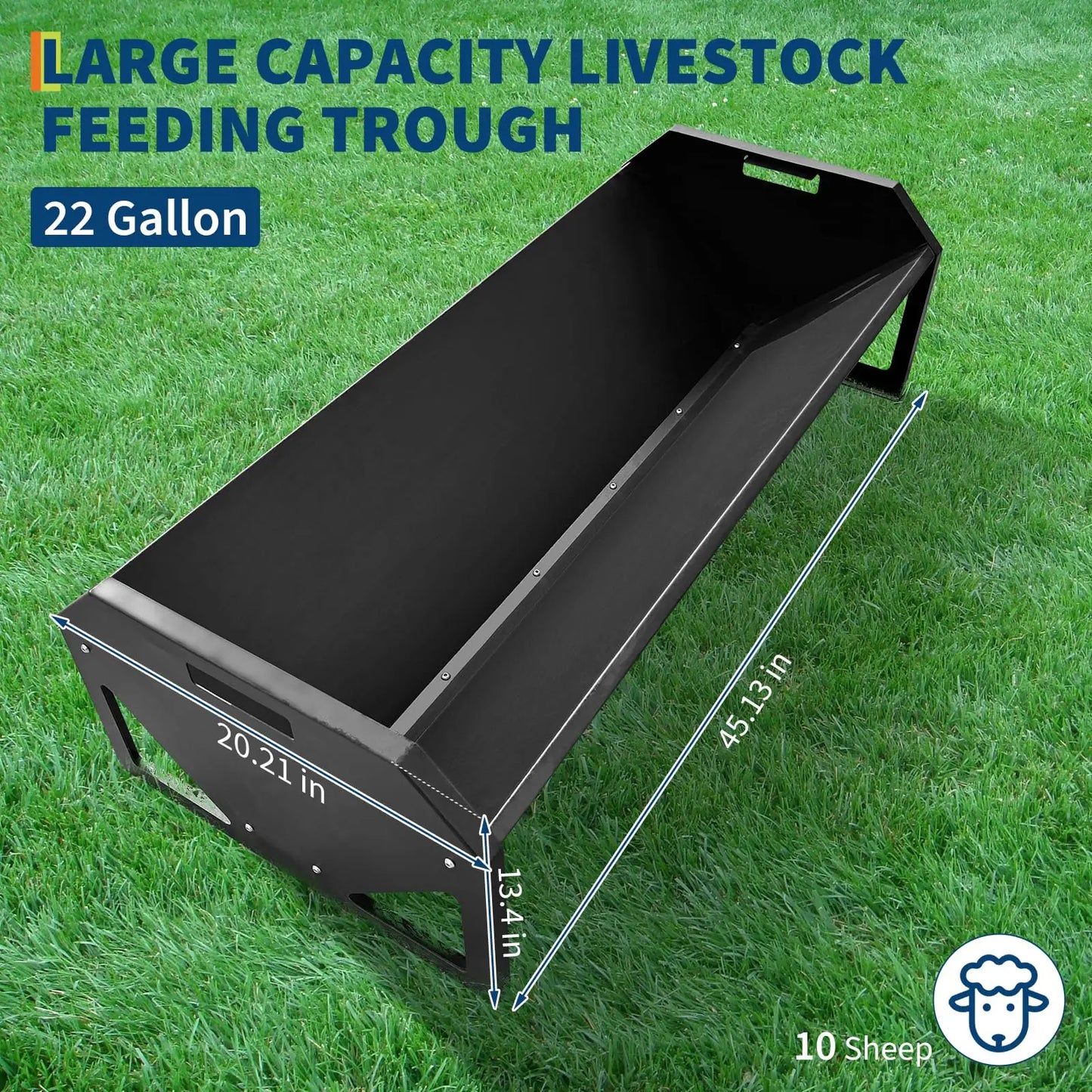 HiMISS Heavy Duty Galvanized Steel Livestock Feeder V Shaped Bottom