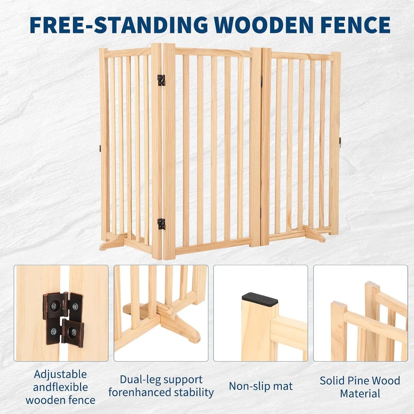 HiMISS Freestanding Dog Gate For Doorways And Stairs Foldable