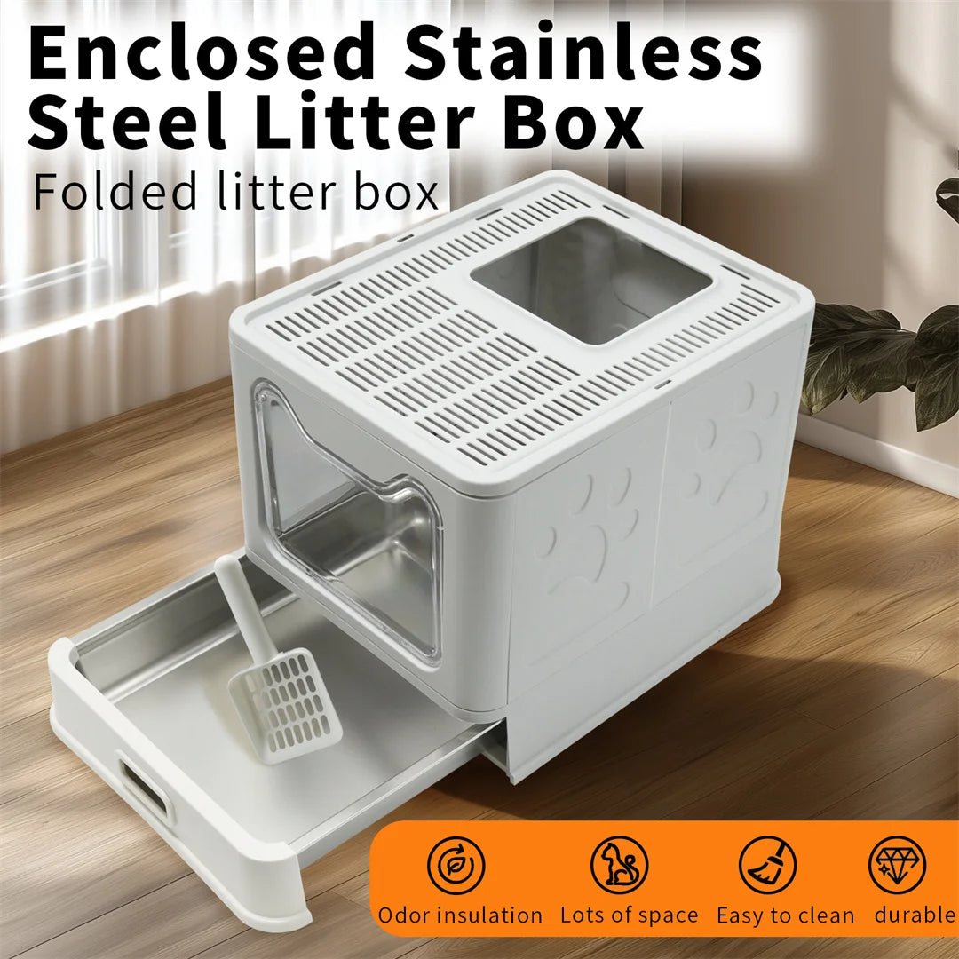 Detachable Enclosed Cat Litter Box With Front Entry Scoop