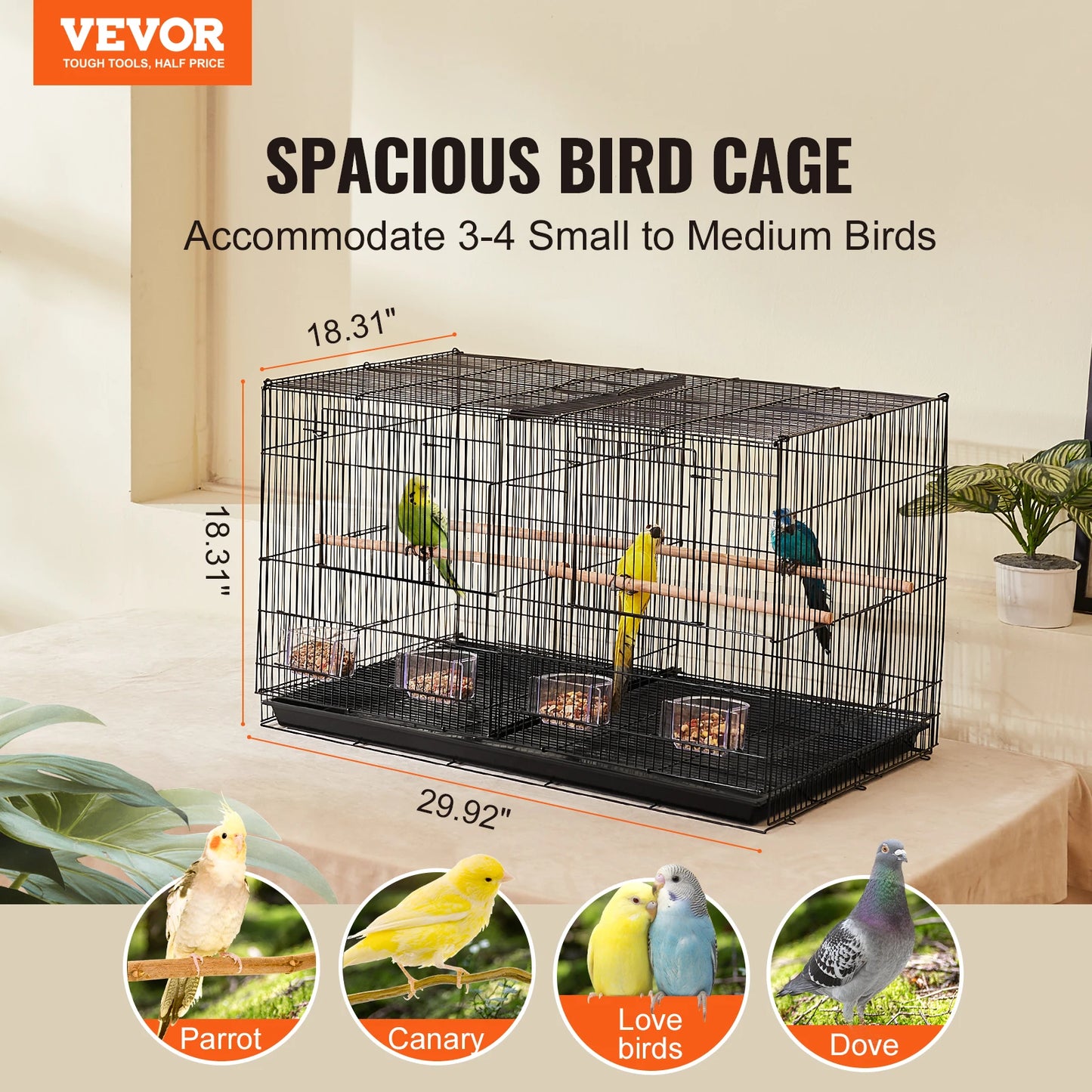 SucceBuy Stackable Divider Bird Cage For Small Birds With Handle