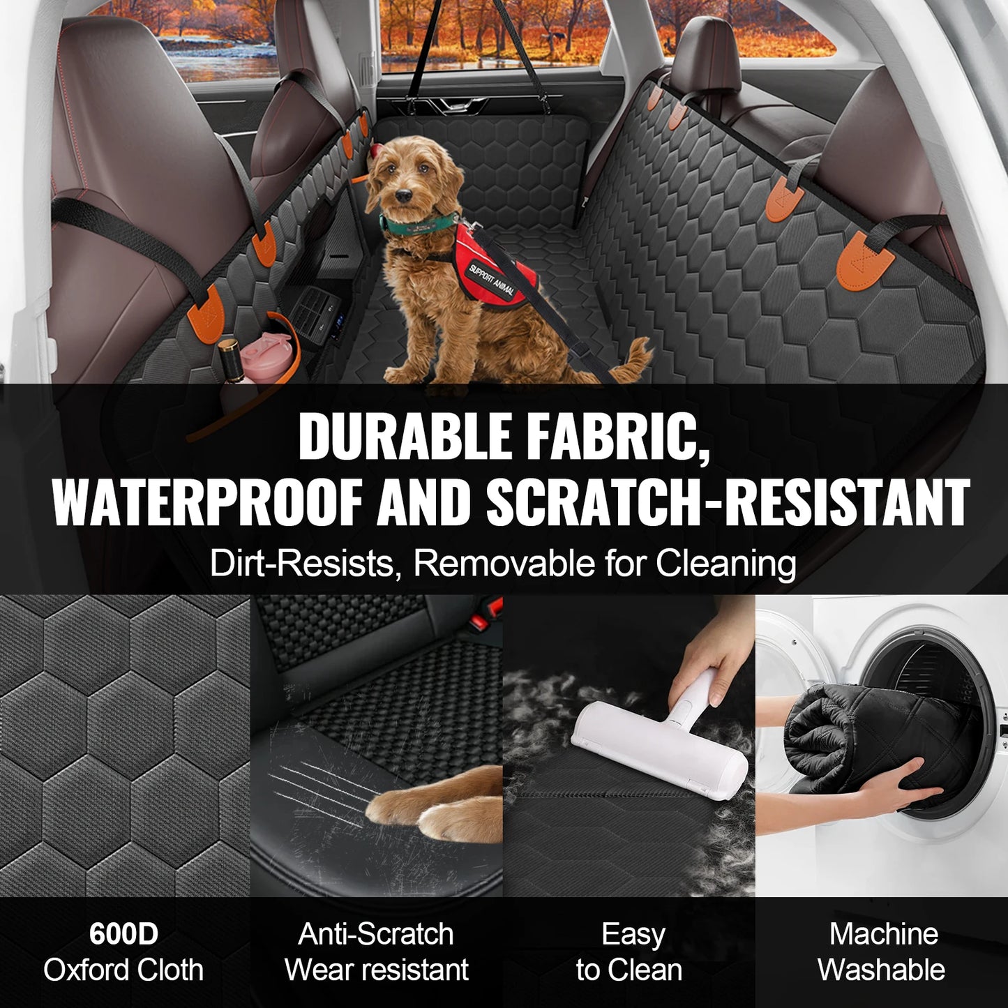 SucceBuy Back Seat Extender Dog Car Hammock With Storage Pocket