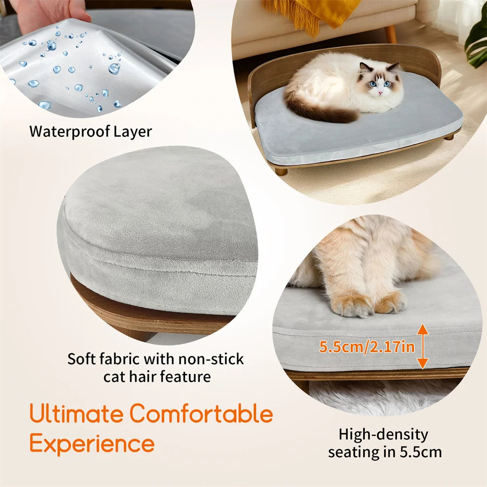 Borwart Elevated Wood Pet Sofa Bed With Cushion For Dogs