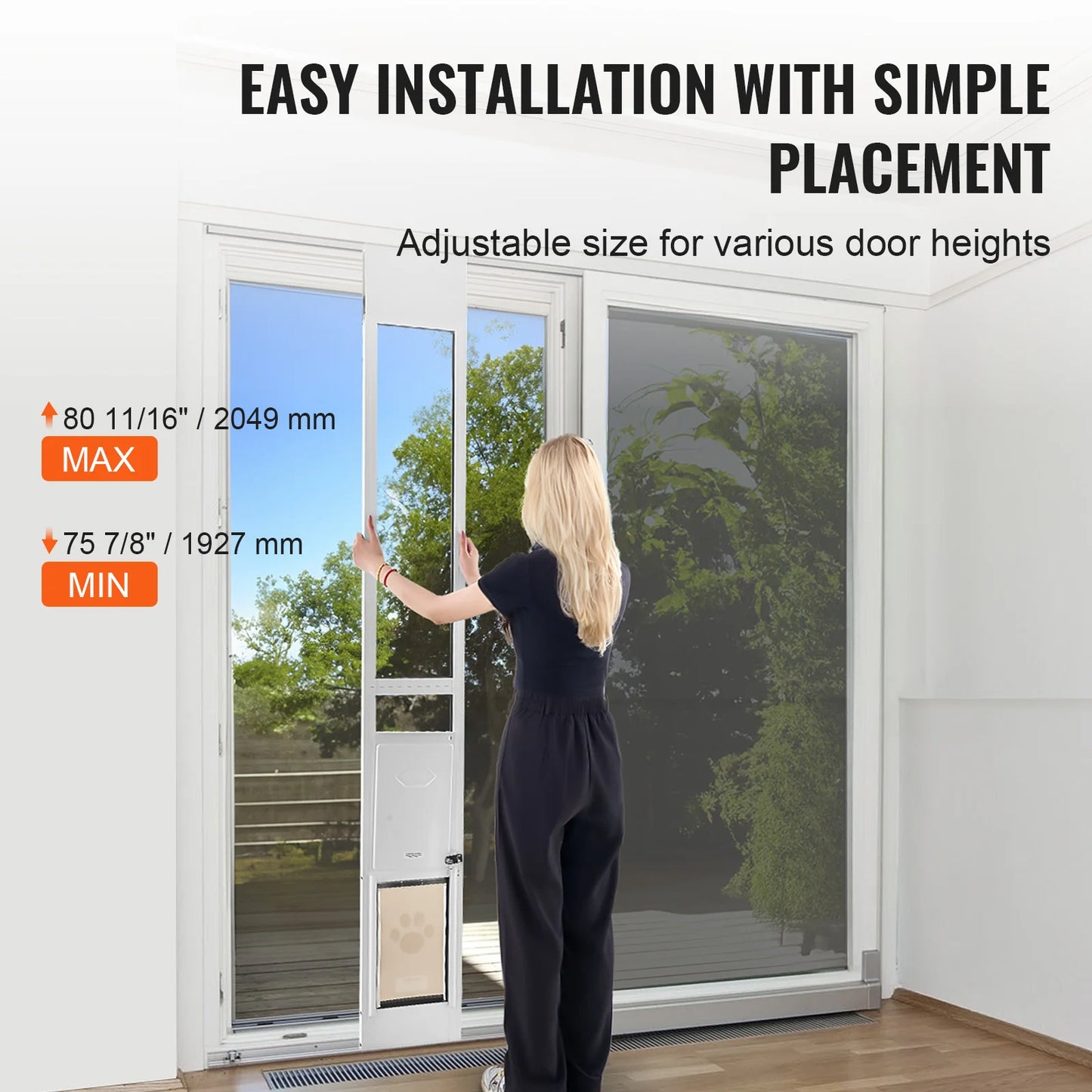 Adjustable Aluminum Sliding Glass Dog Door With Tempered Glass Panel