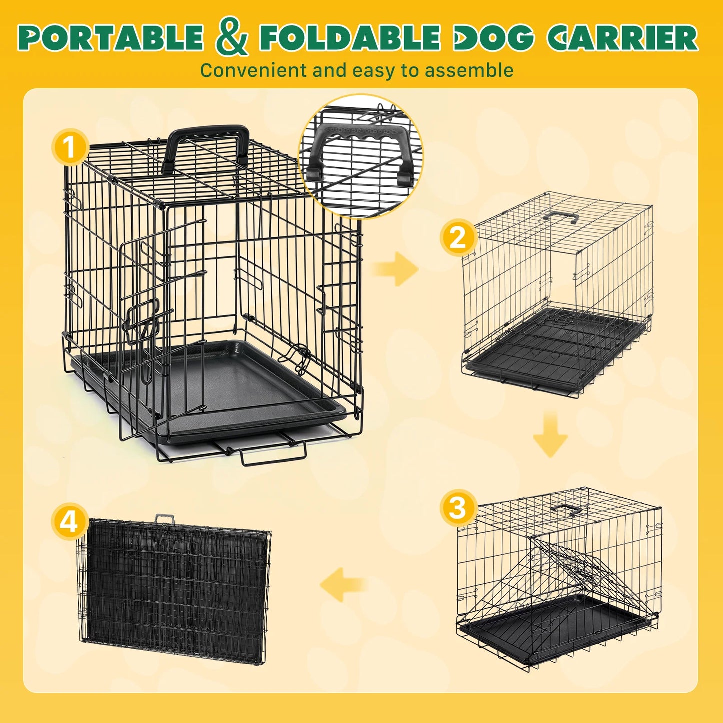 JHK 18 Inches Door Dog Crate With Secure Lock Tray