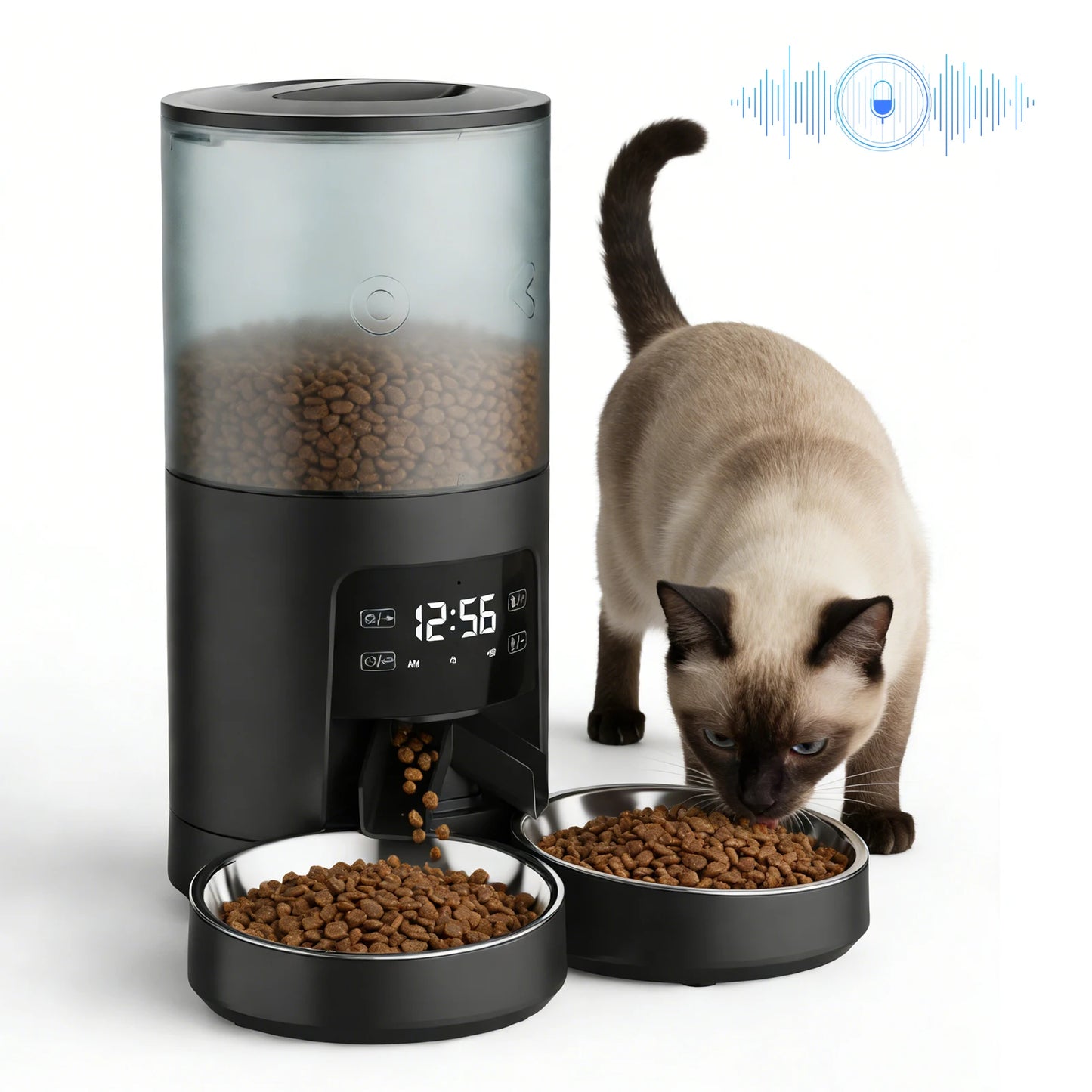 Automatic Cat Feeder With Stainless Bowls And Digital Timer