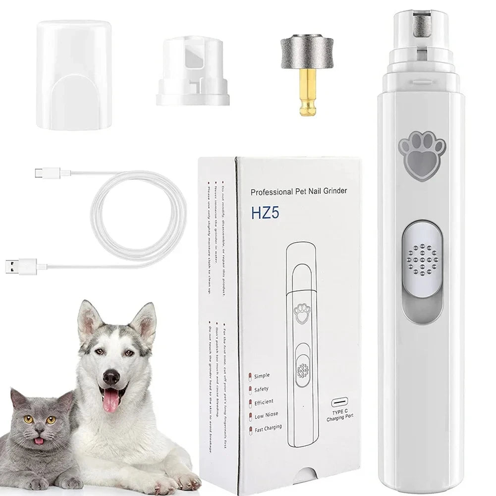 Electric Dog Nail Grinder USB Rechargeable Pet Trimmer With Wheel