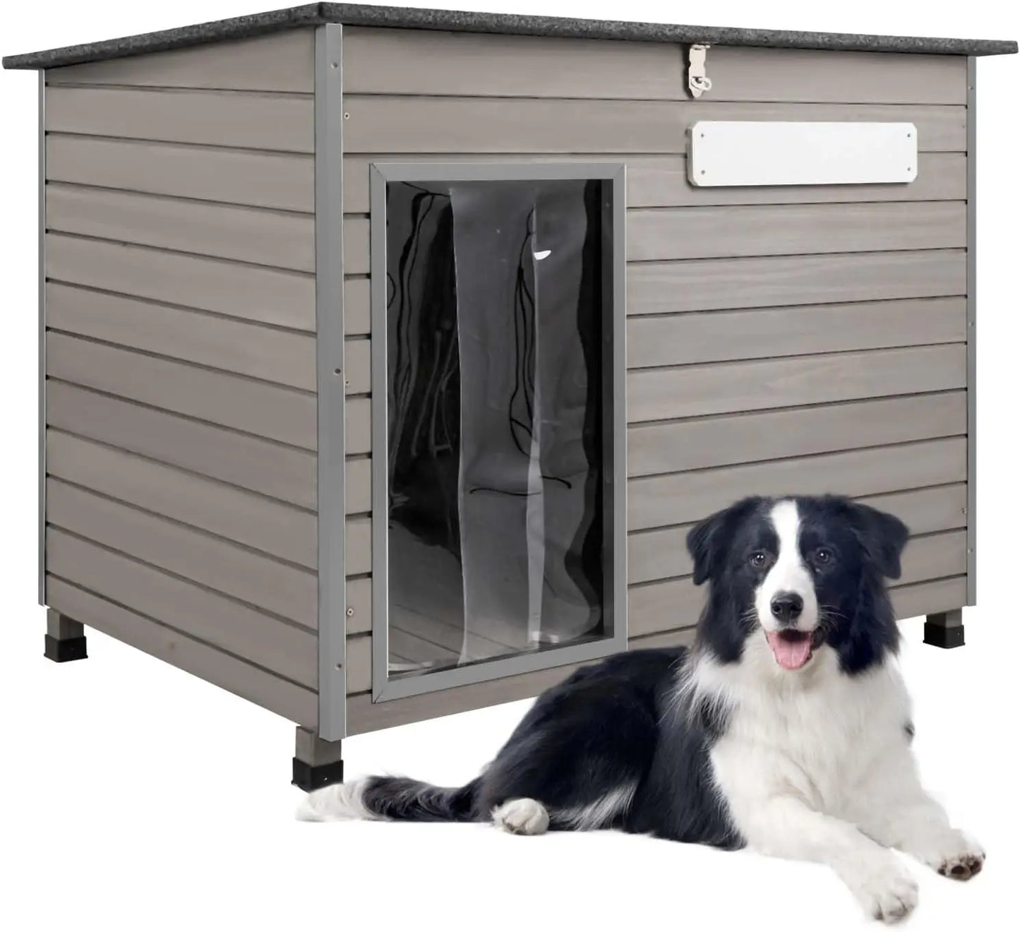 PetsCosset Outdoor Wooden Dog House With Anti Chew Iron Frames