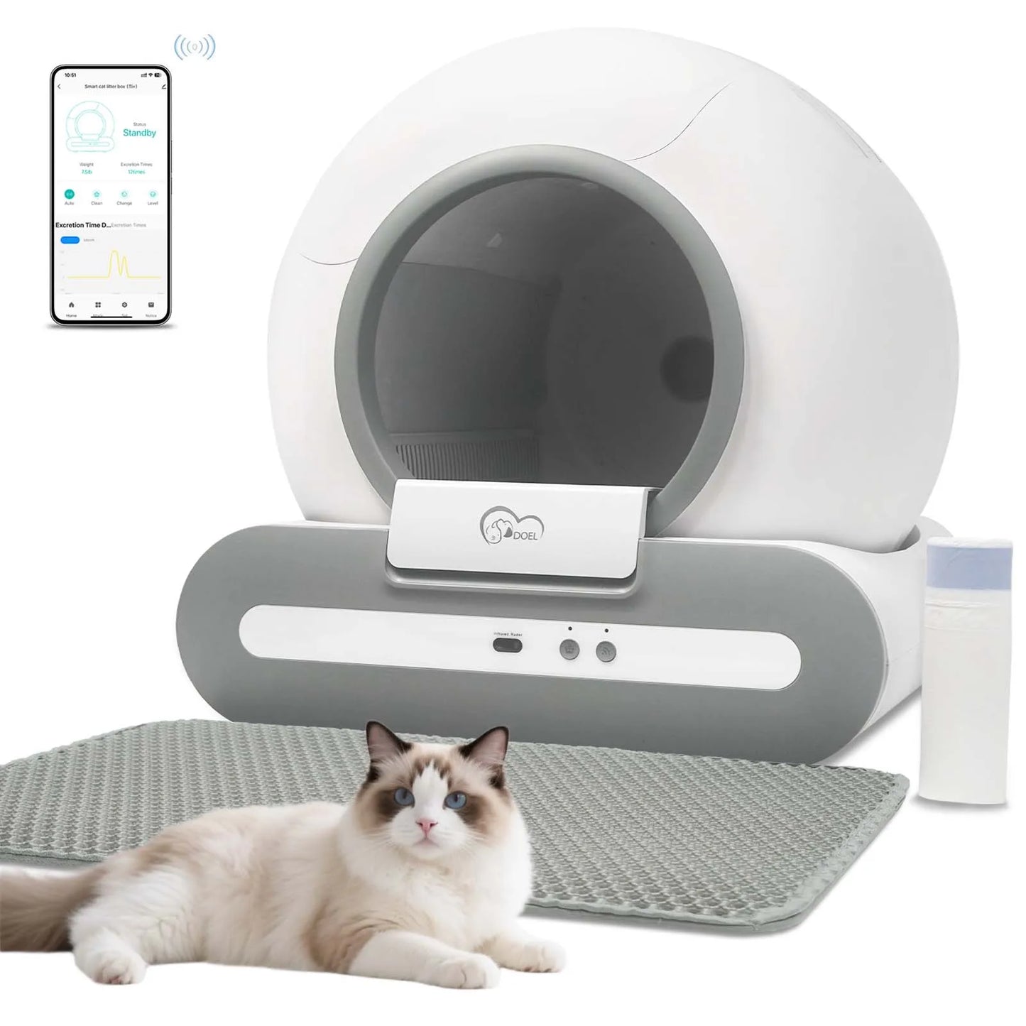 DOEL Self-Cleaning Cat Litter Box App Control 2 4G WiFi