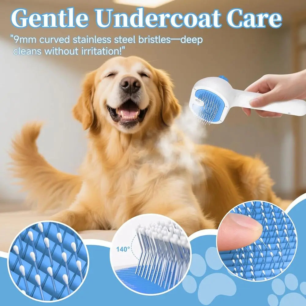 3-In-1 Steam Grooming Brush For Pets Deshedding Hair Removal