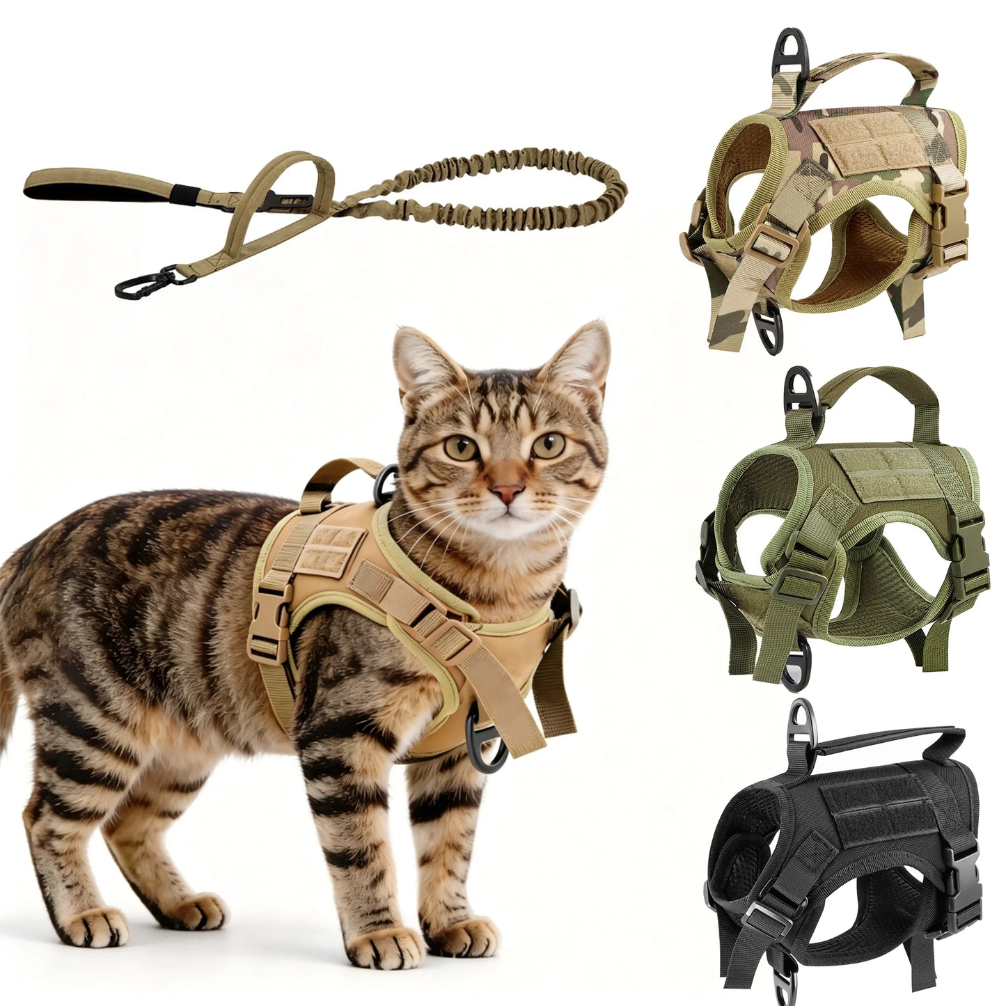 Adjustable Tactical Cat Harness Leash Set With Quick Release