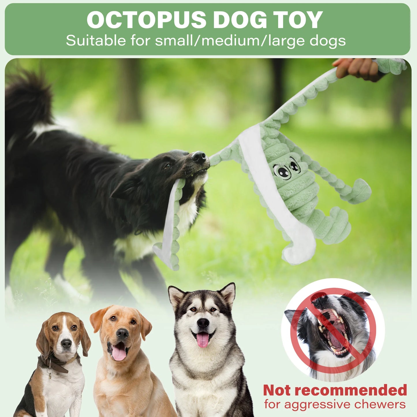 Octopus Design Squeaky Plush Dog Toy for Small Dogs