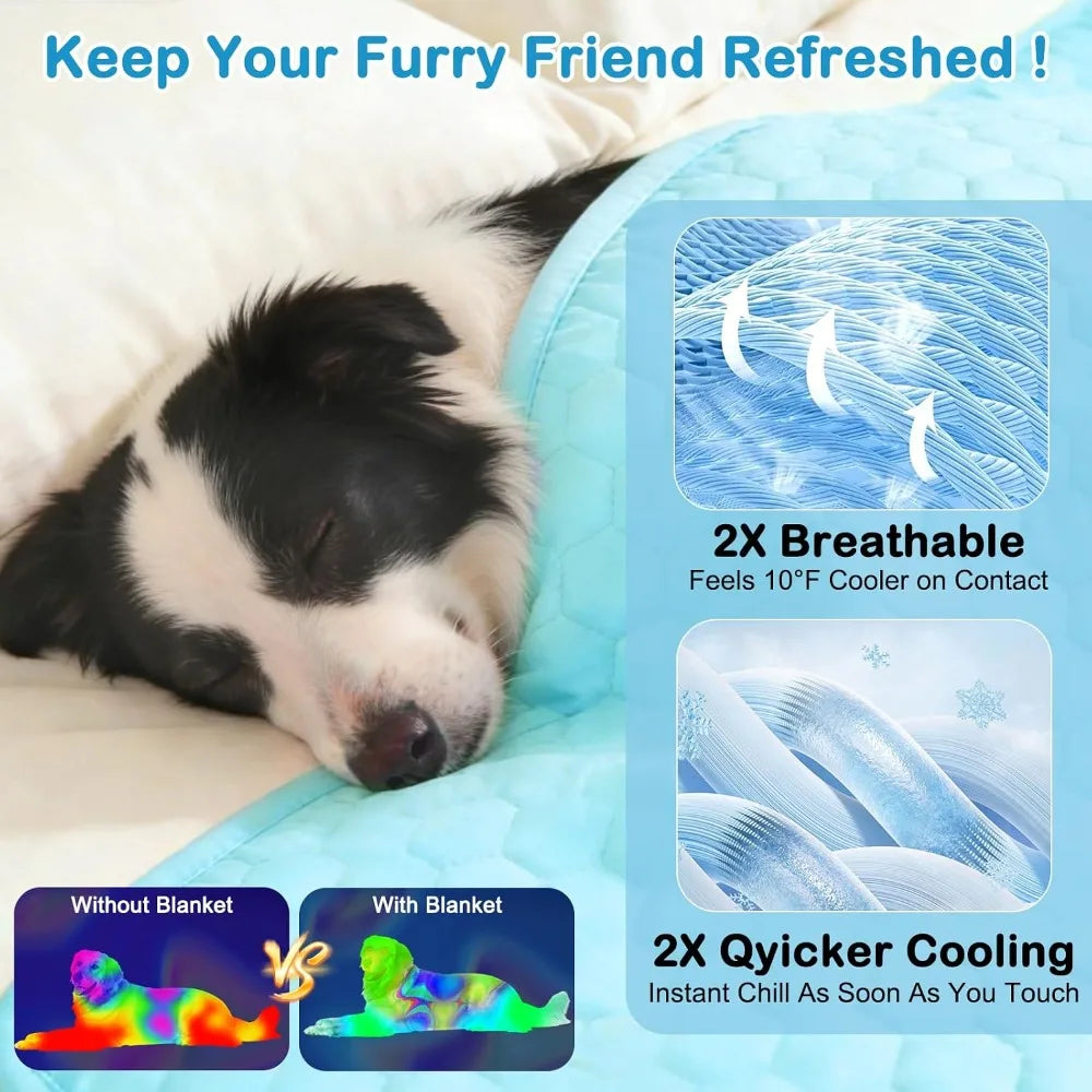 Dog Cooling Mat Waterproof Reversible Ice Silk For Sofa Bed