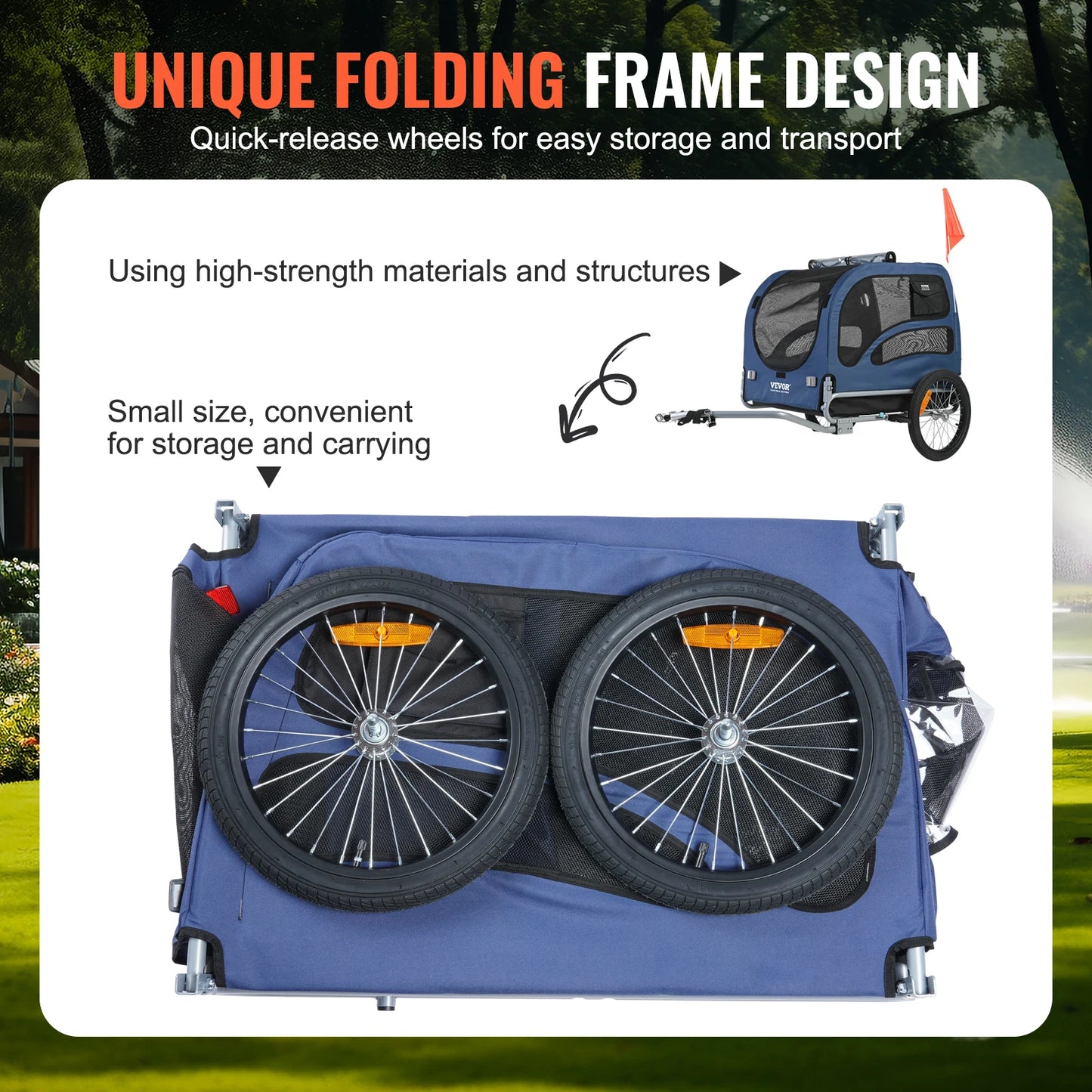 Pet Bike Trailer Carrier For Dogs, 100lb Capacity, Collapsible