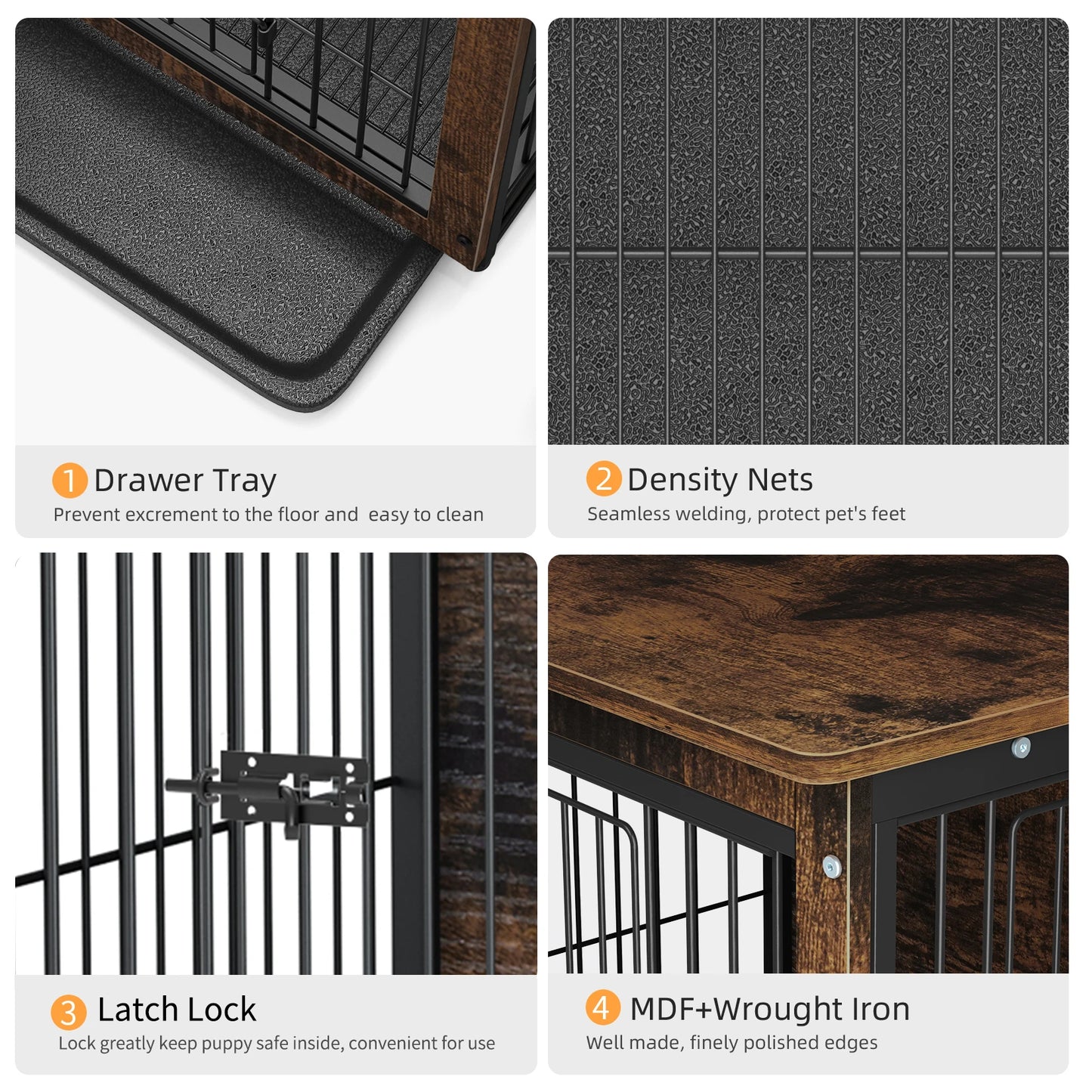 Bingopaw Pet Cage Kennel End Table Double Doors Removable Tray