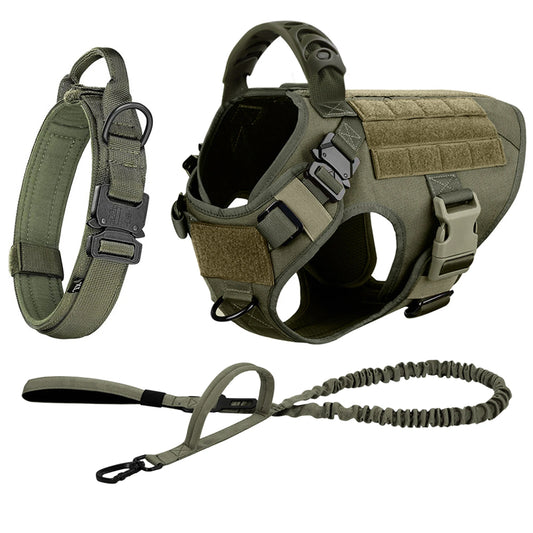 Tactical Dog Harness And Leash Set With Adjustable Vest