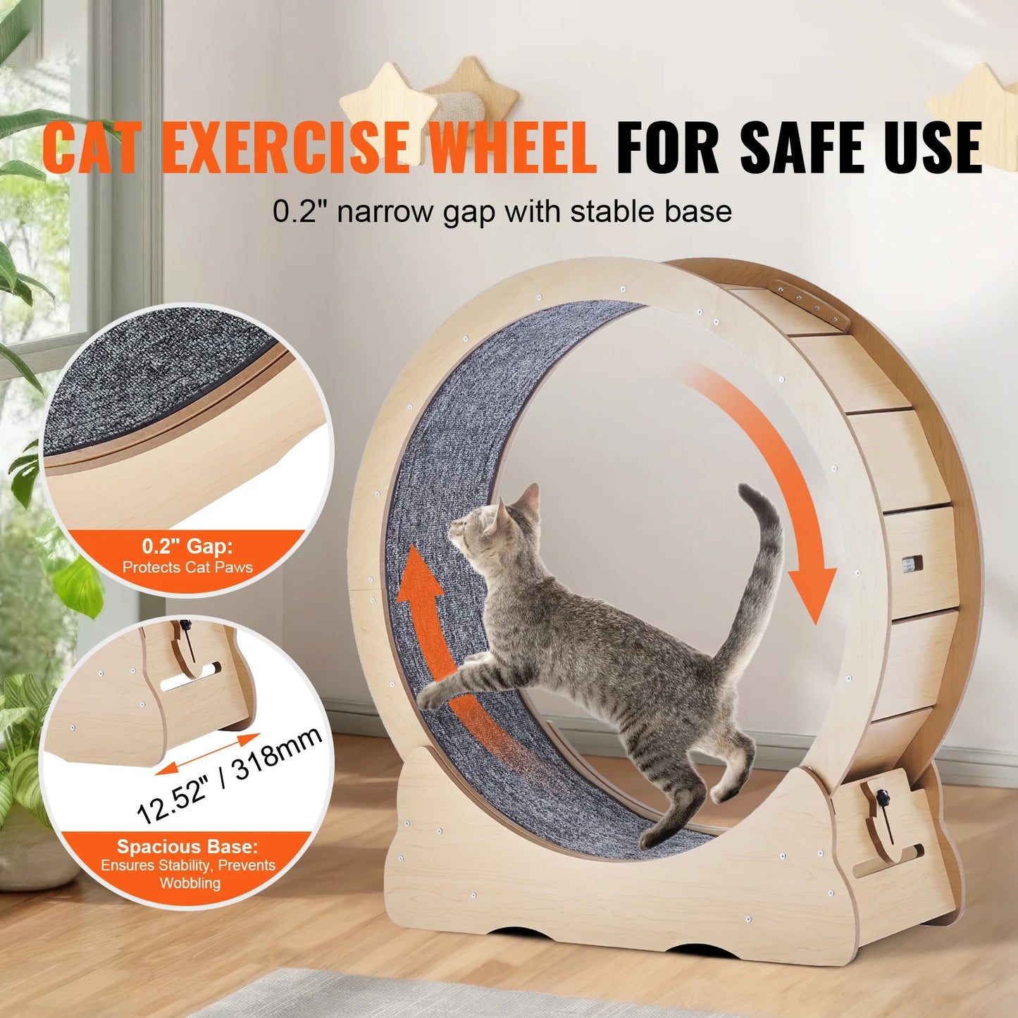 SucceBuy Wooden Cat Exercise Wheel Indoor Treadmill Wheel