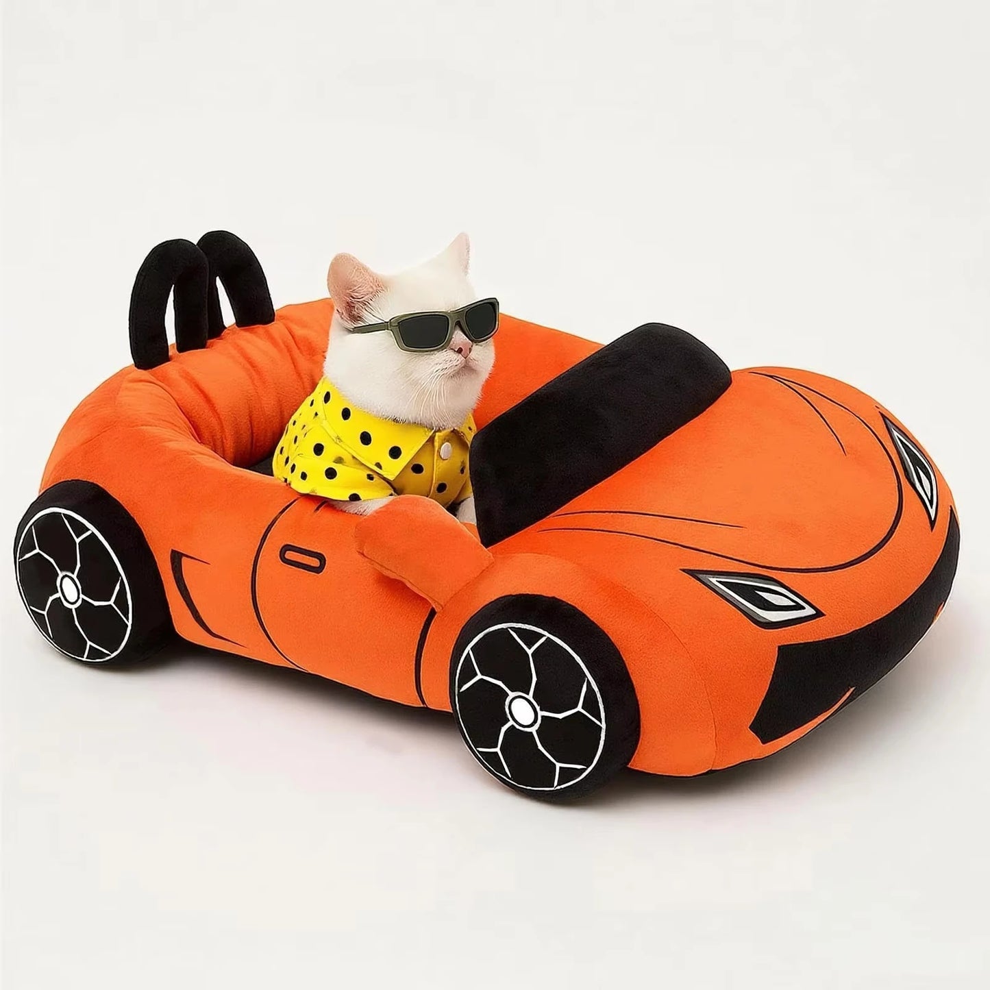 CWV Supercar Designed Coral Fleece Cat Bed With Soft Pillow